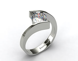14k White Gold Spiral Solitaire Engagement Ring